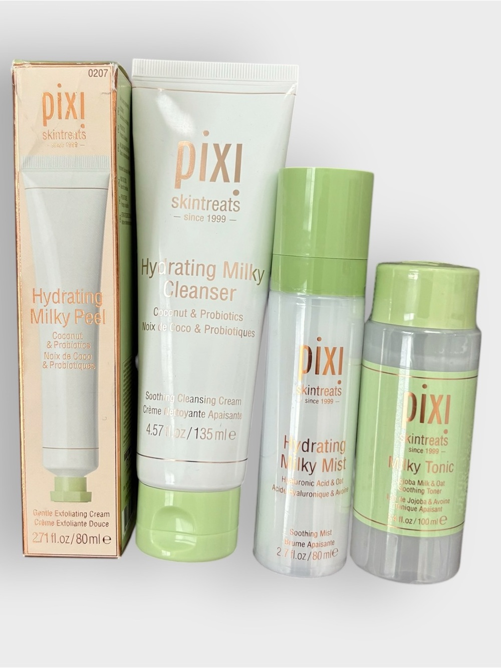 Pixi Hydrating Milky Cleanser, Toner, & Mist Set - 4-Piece Bundle, Skincare NIB